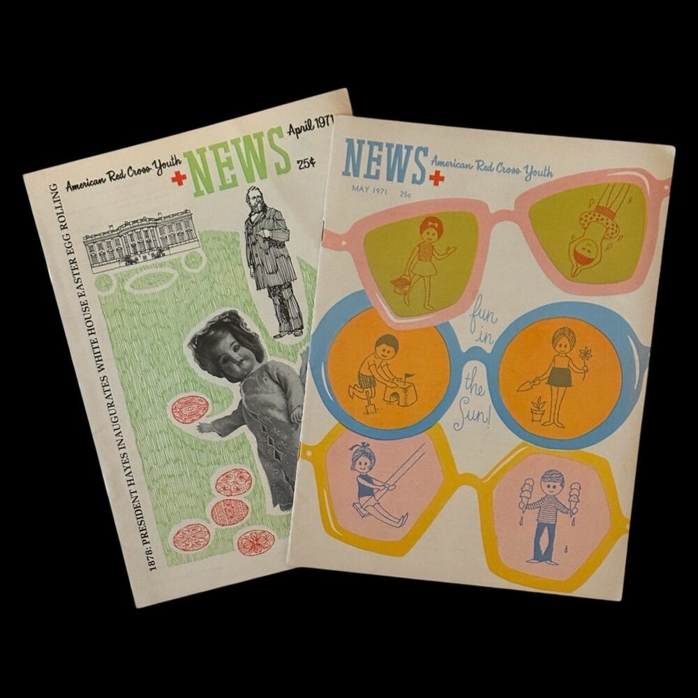 Lot of 2 American Red Cross Youth News Magazines - April May 1971 - A1303
